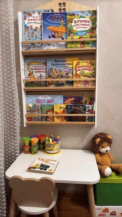 Дитяча книжкова полиця,поличка для книг,настінна полиця,дитячий стелаж