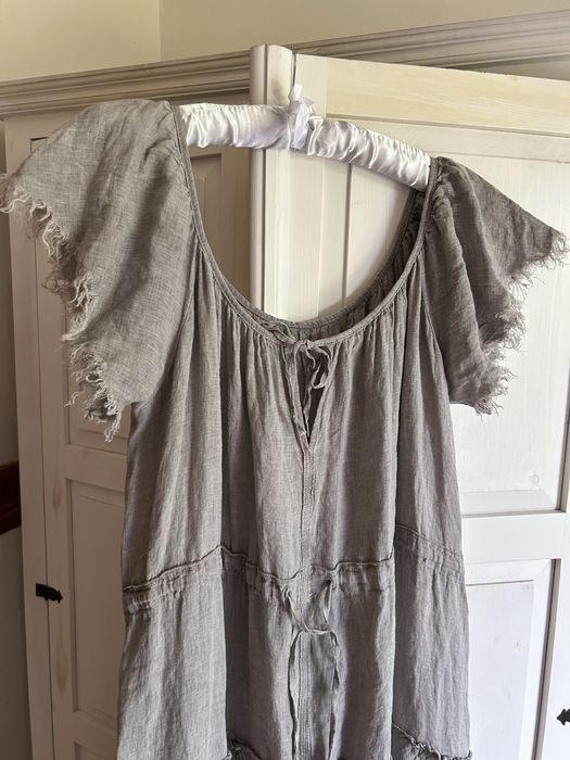 Sukienka maxi 100% len szara 48 Oversize