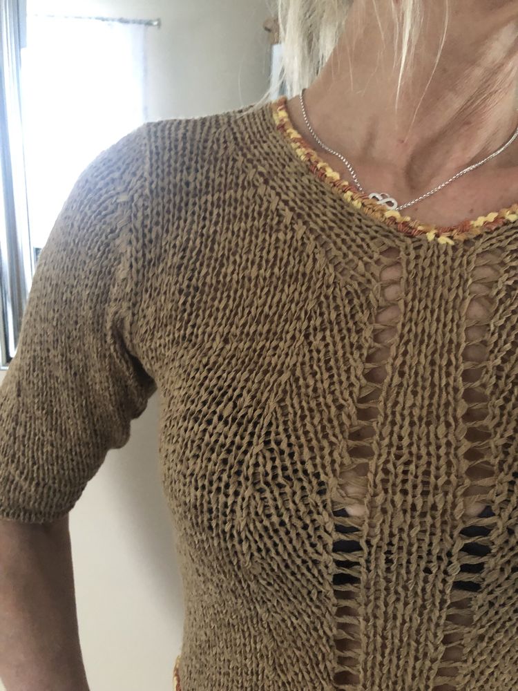 Sweter sweterek brązowy dzianinowy S/M