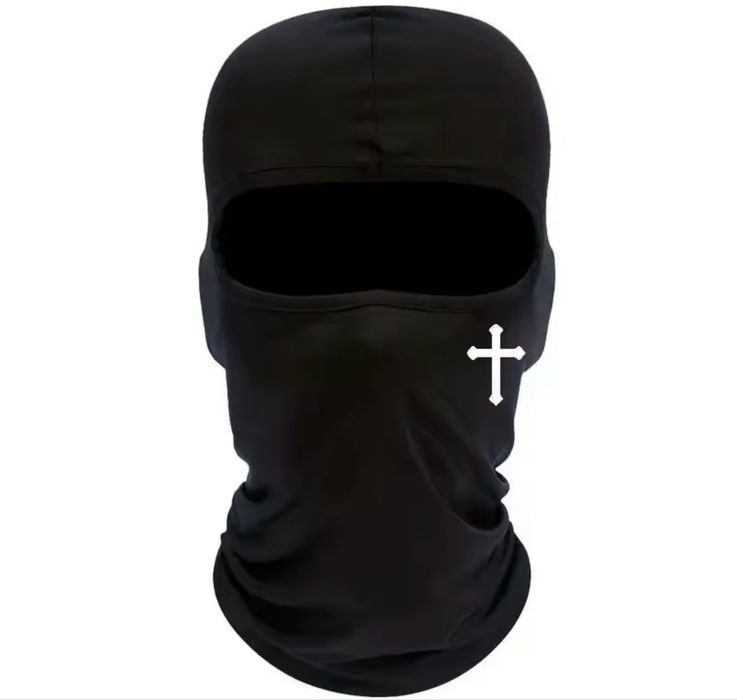 Балаклава з хрестом в чорному/білому кольорі