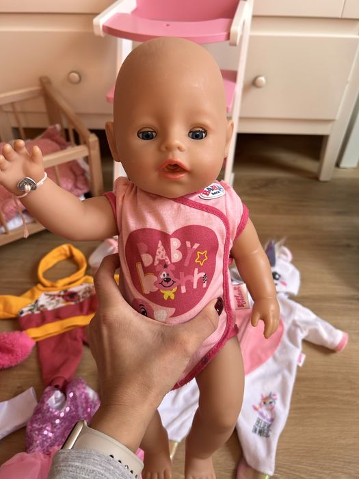 Zestaw lalka baby born krzeselko lozeczko akcesoria ubranka