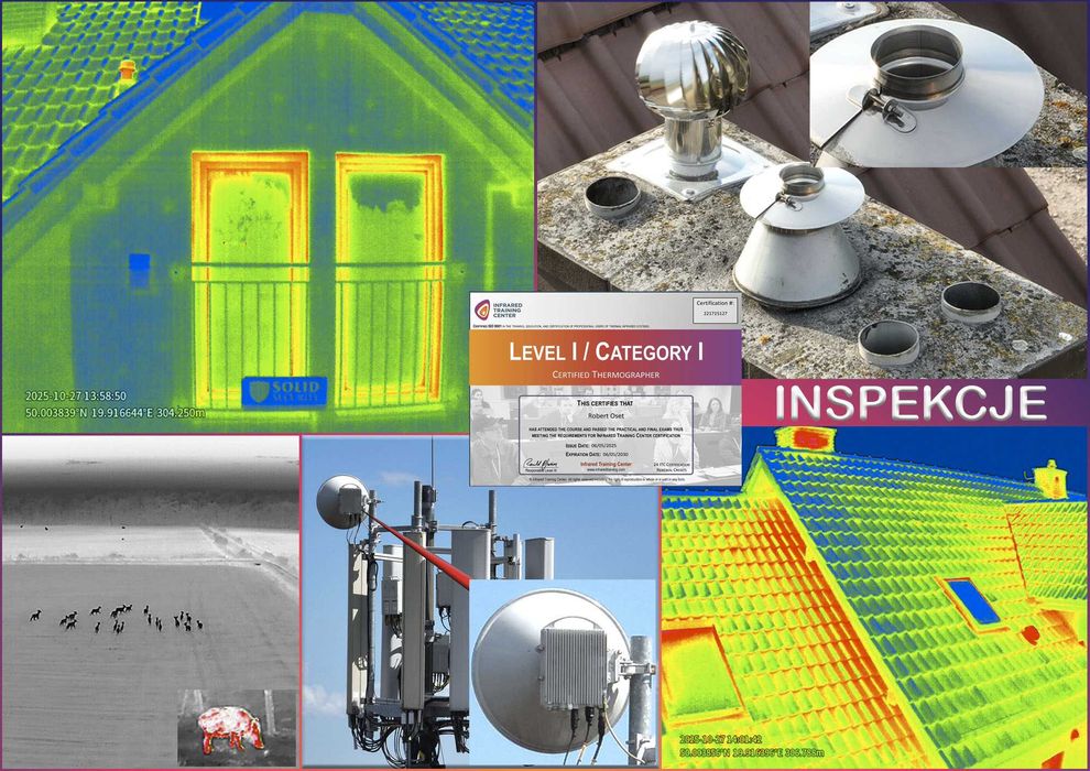 Usługi dronem, kamera termowizyjna zoom, szczelność okien drzwi dachów
