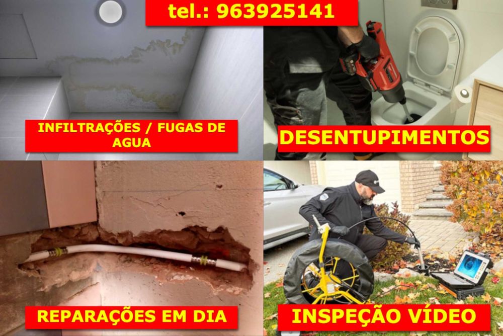 Desentupimento / Vídeo Inspeção / Fuga de Água / Piquete 24h