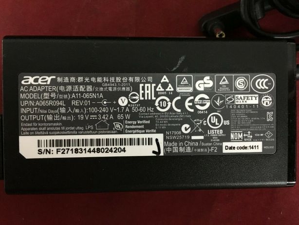 Зарядное Acer 65W 3.42A A11-065N1A A065R094L