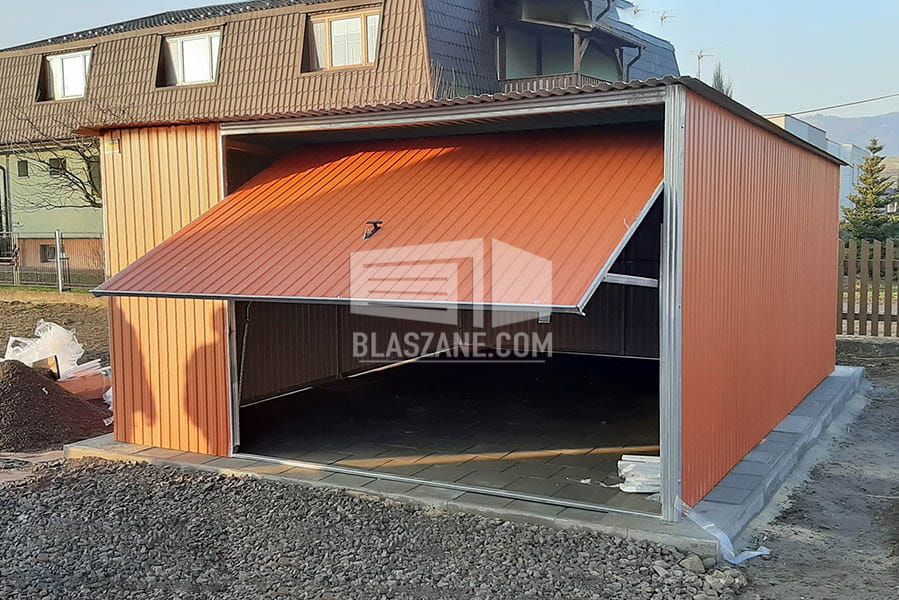 Blaszak - Garaż Blaszany 4X5  - Brama - Jasny Brąz Spad W Tył Bl99