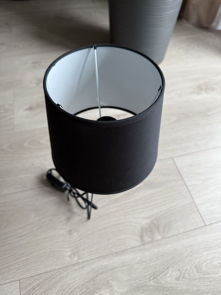Lampa nocna stołowa czarna lampka loft z abażurem nowa