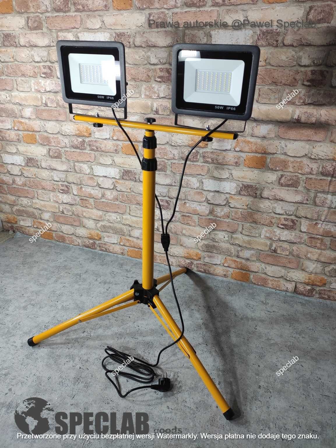 Stojak 2x 50W naświetlacz HALOGEN SLIM z wtyczką