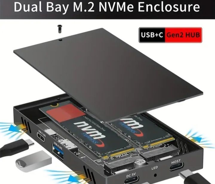 Dock 2x MVME Host SSD M.2 M Key USB-C