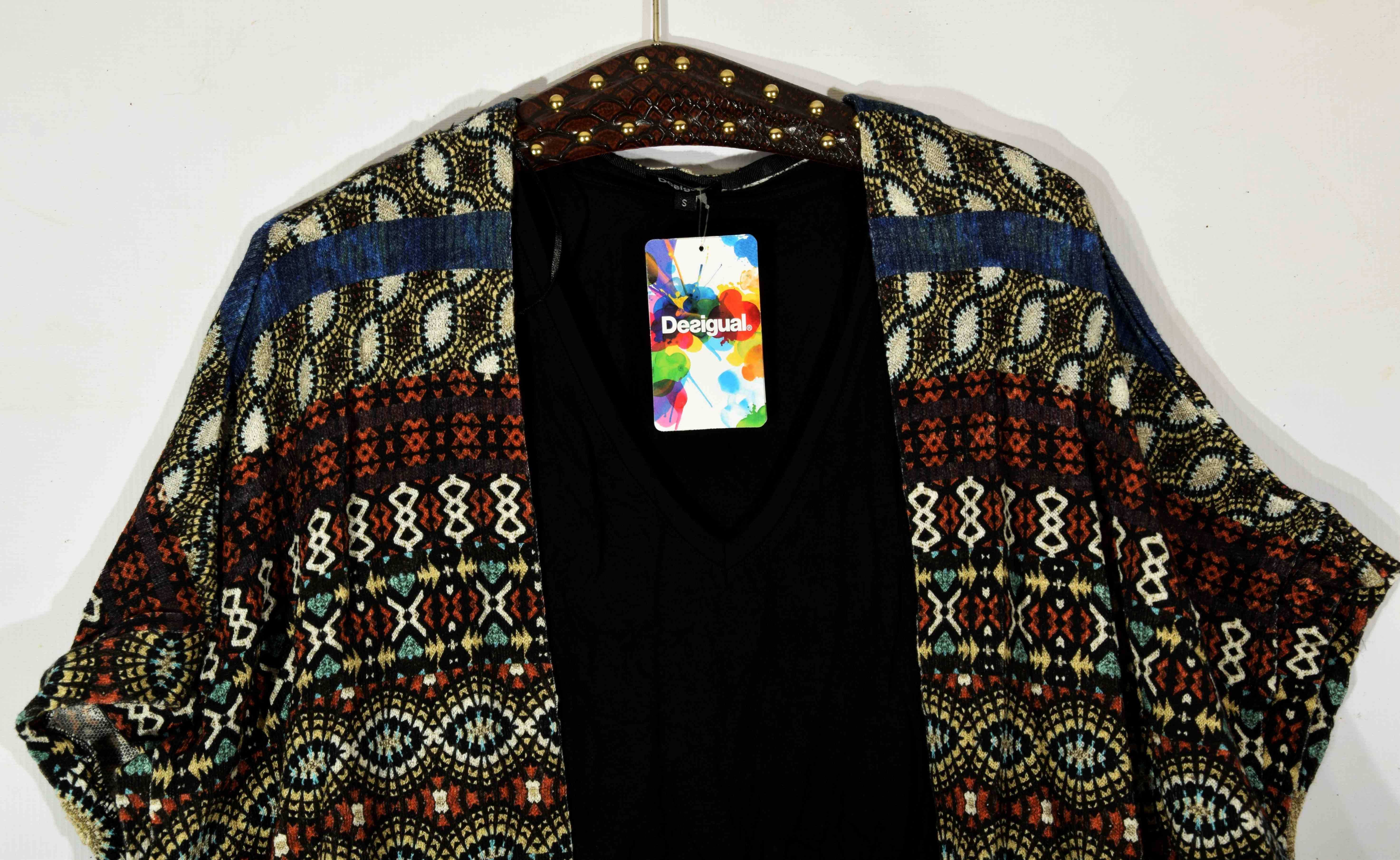 DESIGUAL sweter narzutka bluzka dwie warstwy   S