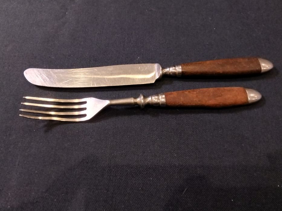 Sztućce Gerlach bakelit przedwojenne okute brąz