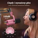 Różowy Mikrofon TONOR TD510+ USB/XLR z ramieniem – Podcast, gaming!
