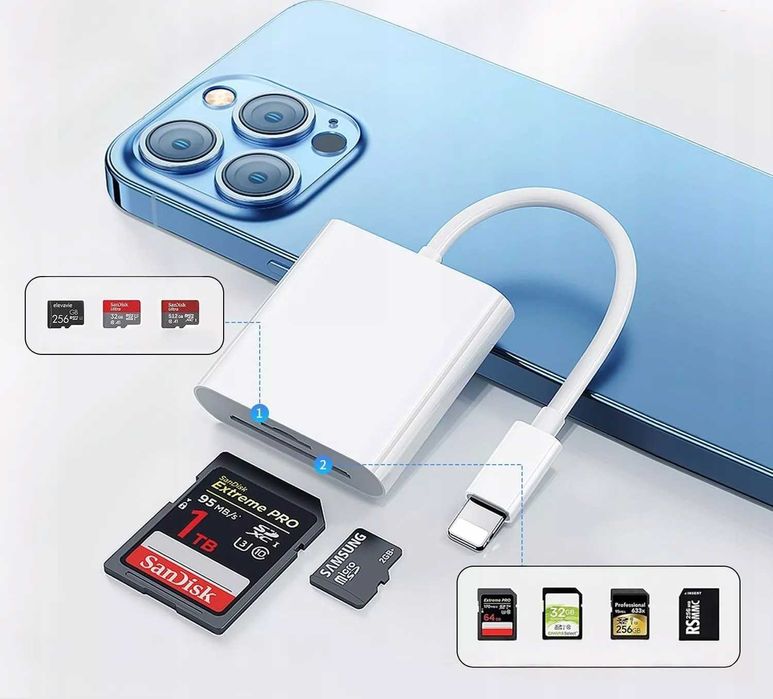 Adapter Czytnik kart SD i TF Lightning do iphone ipad 2w1