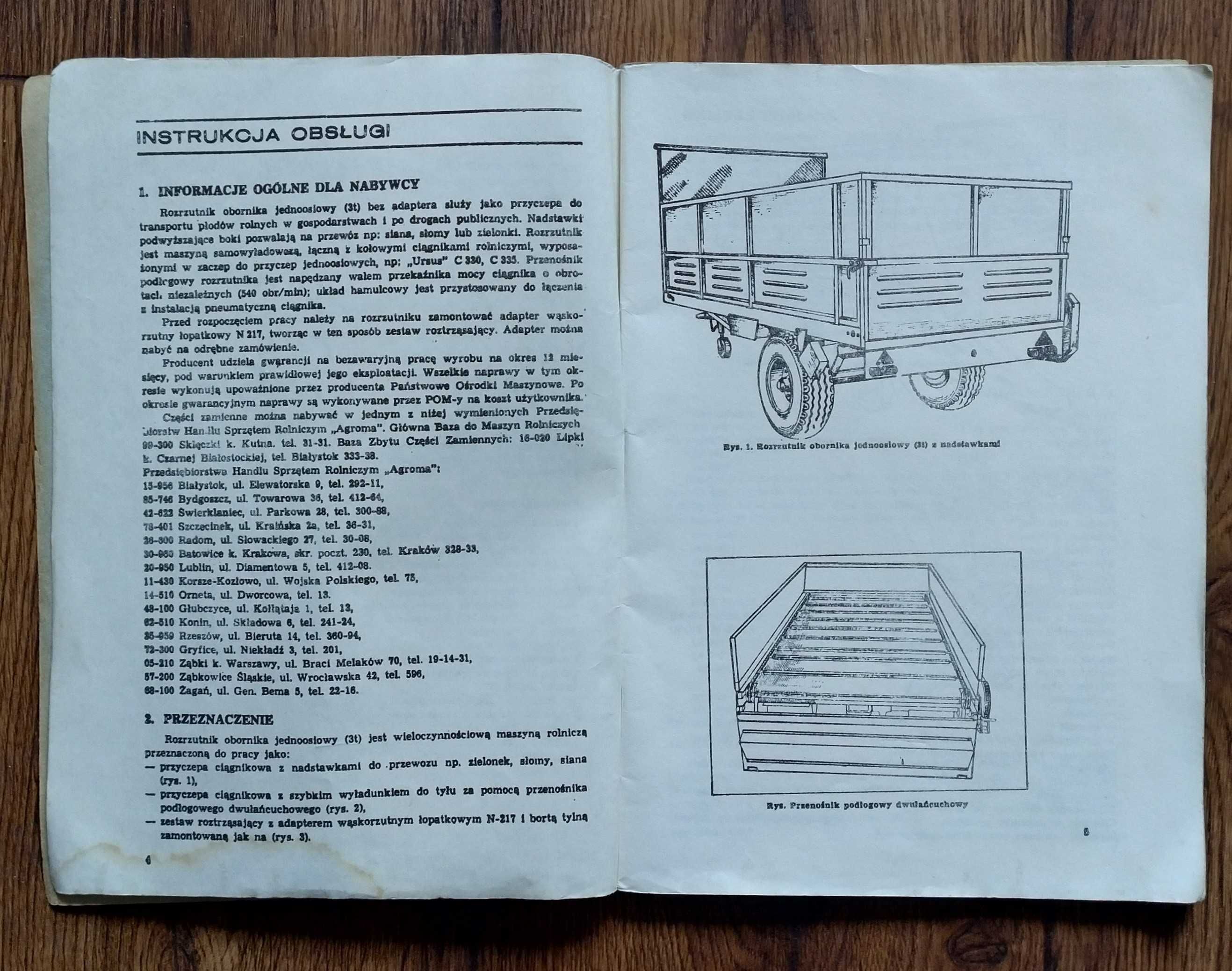 Instrukcja rozrzutnik obornika 3t T032 przyczepa katalog