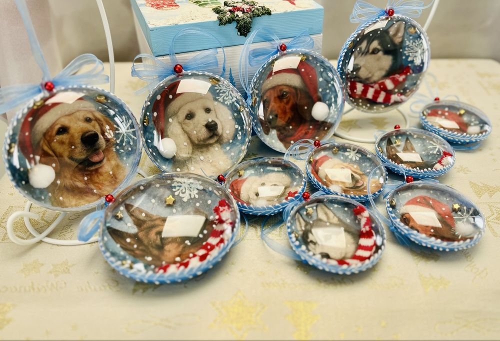 bombka z psem rasy haski ręcznie wykonana