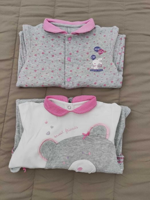 7 Babygrow em algodão menina de 9-12 meses