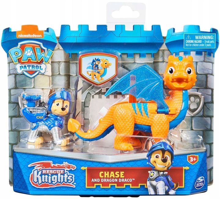 Psi Patrol Rycerze Figurka Chase I Duży Smok Draco