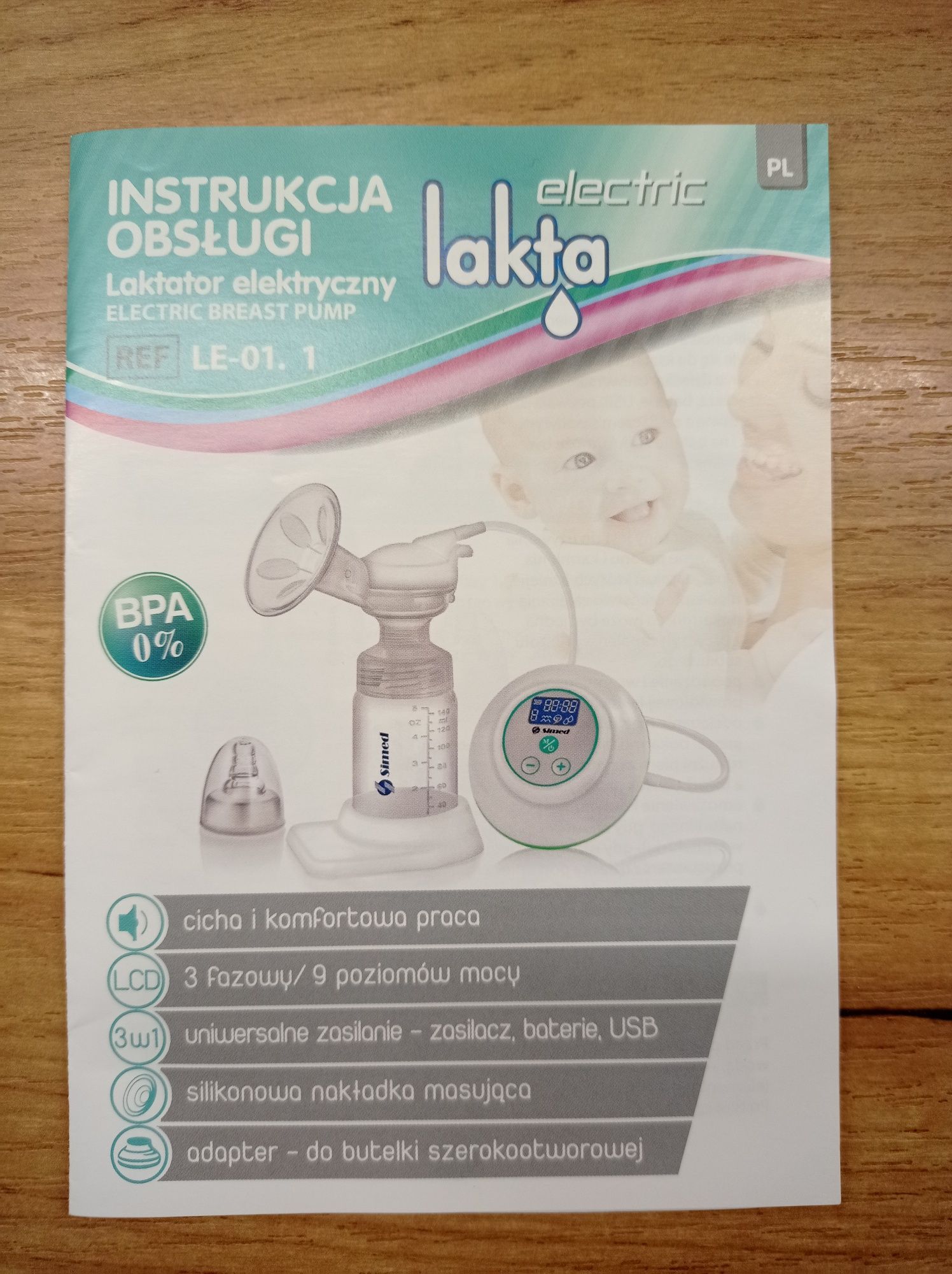 Laktator elektryczny Simed LE-01. 1, zasilanie 3w1
