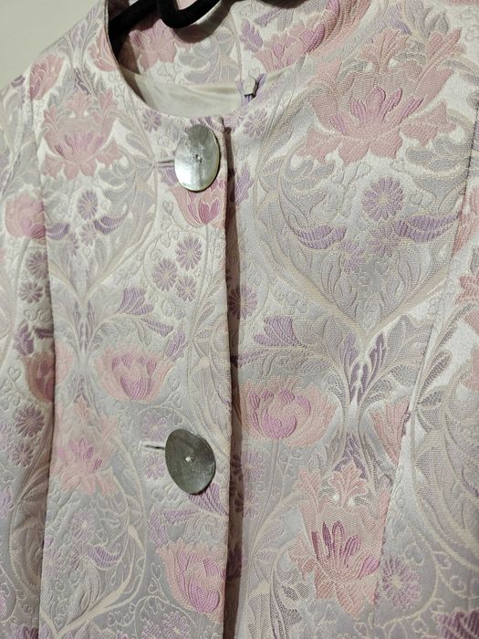 Piękny komplet pastelowy sukienka płaszczyk r 40 42