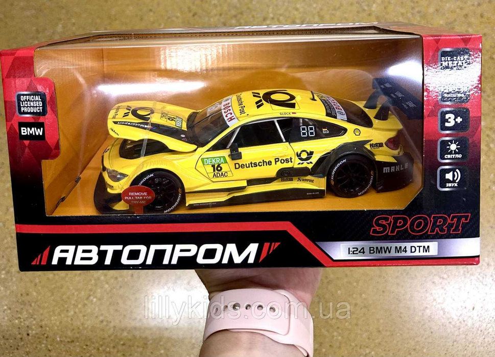Машина металева BMW M4 DTM АВТОПРОМ" 68256B(Y) 1:24, муз.,світло,двері