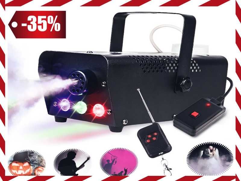 WYTWORNICA DYMU Maszyna Do Dymu Mgły Dymiarka LED + Pilot (WYPRZEDAŻ)