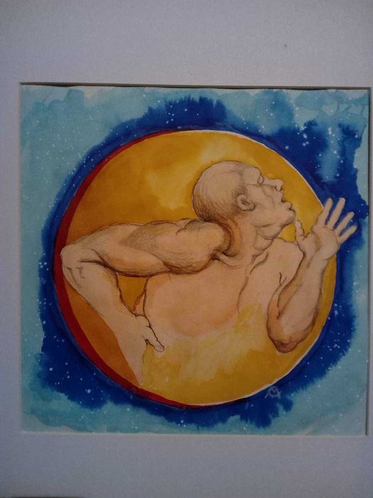 Desenho preparatório pintado a aguarela Líquida sobre papel