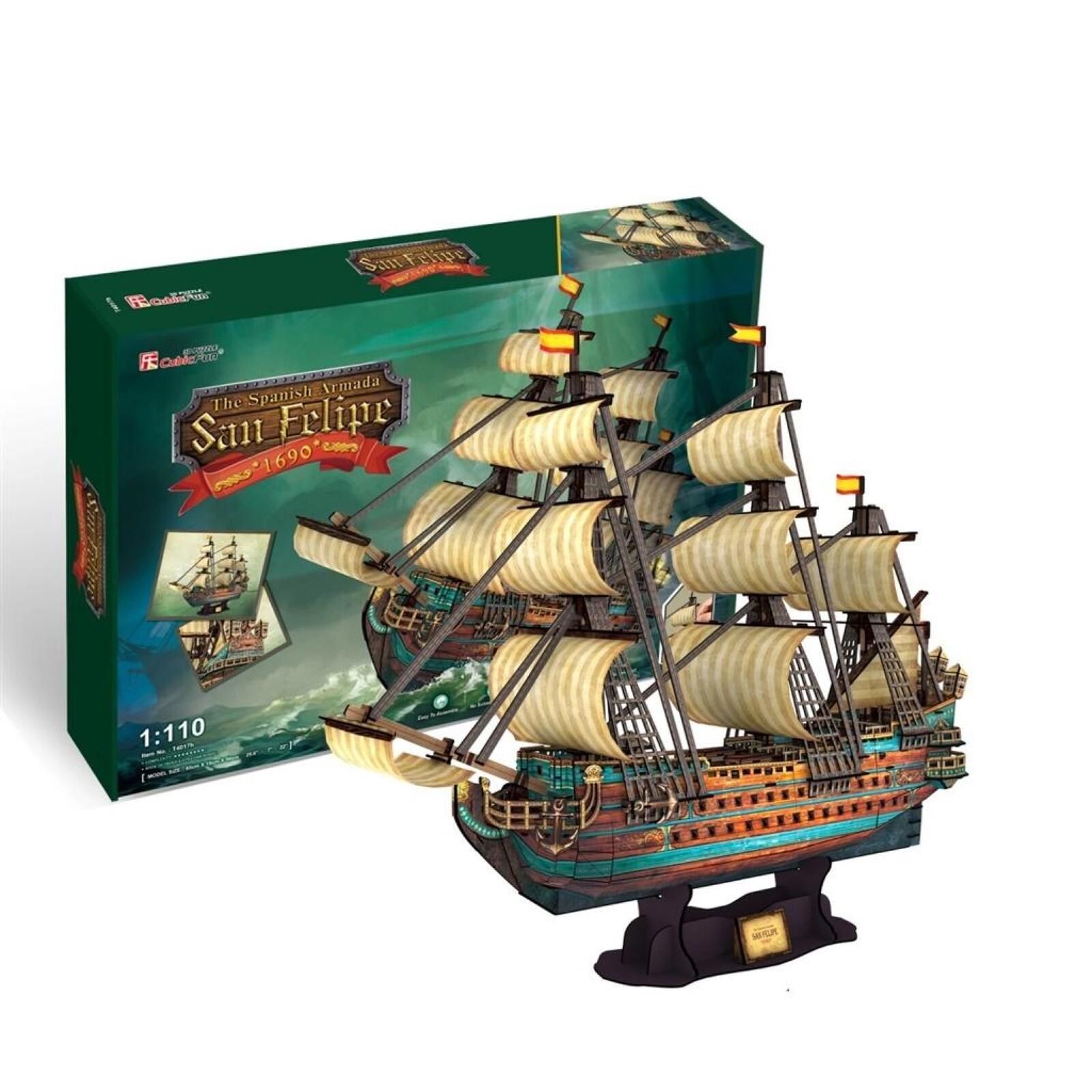 Puzzle 3D Żaglowiec San Felipe XL pudełko,446x208x58 mm