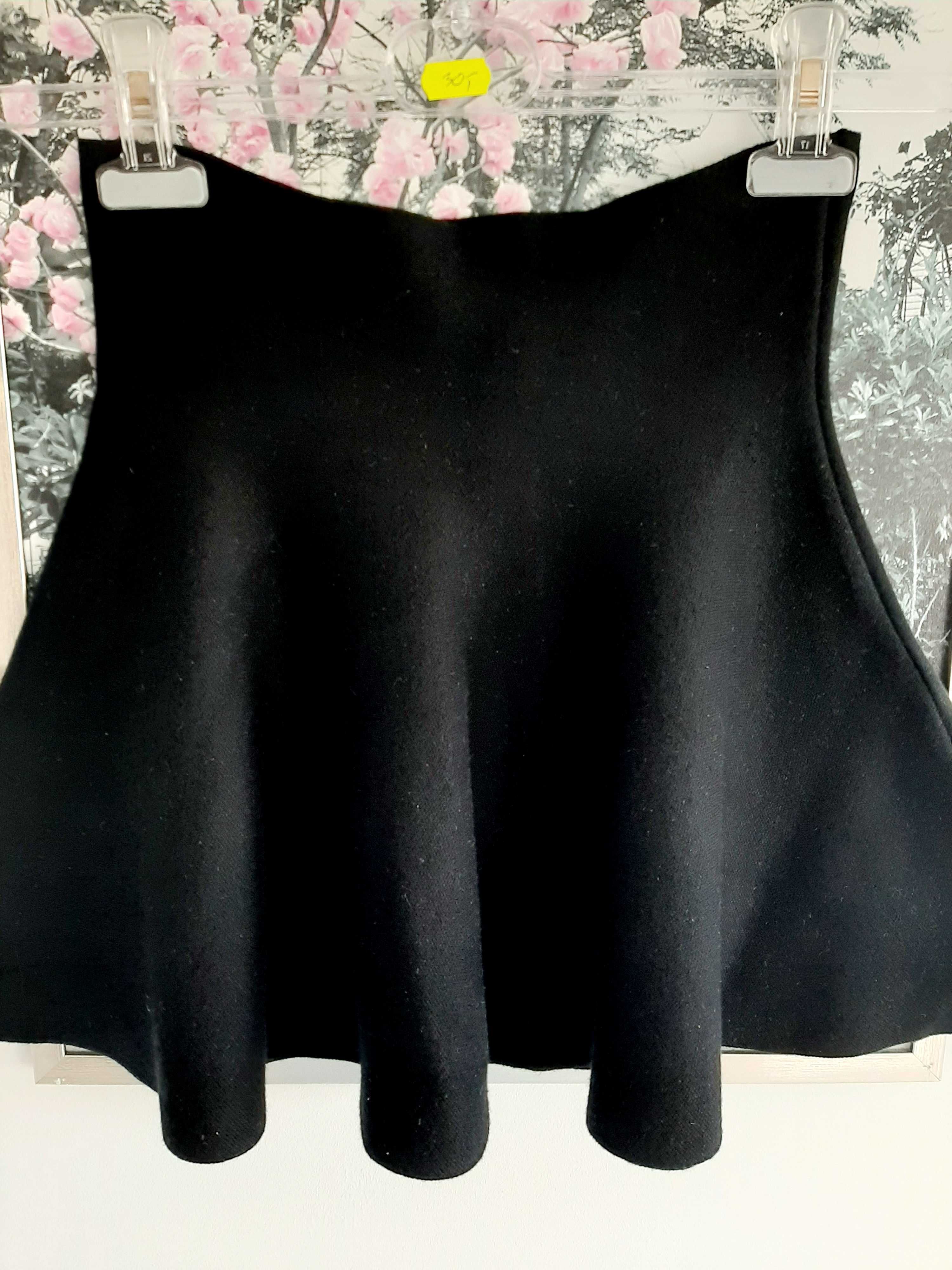 Spodnica mini czarna rozkloszowana skaterka 34 XS