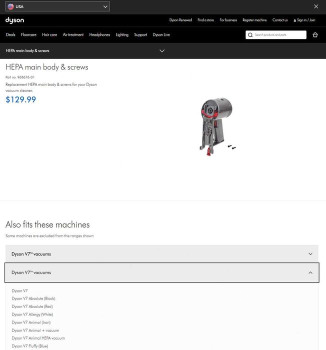 Корпус в зборі з мотором для пилососа Dyson V7, оригінал