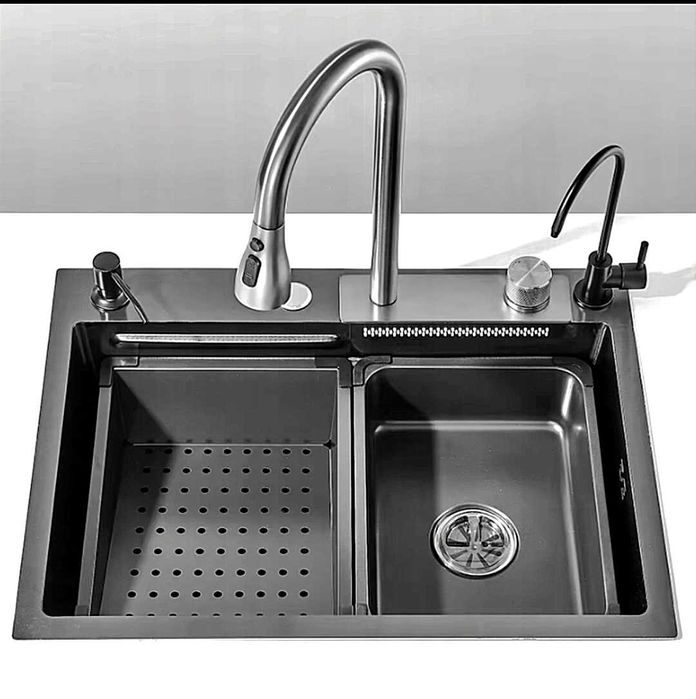 Zlew Zlewozmywak kuchenny z wodospadem-powloka antykorozyjna 60x45