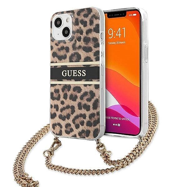 Etui Guess Leopard na iPhone 13 mini - jasnobrązowe