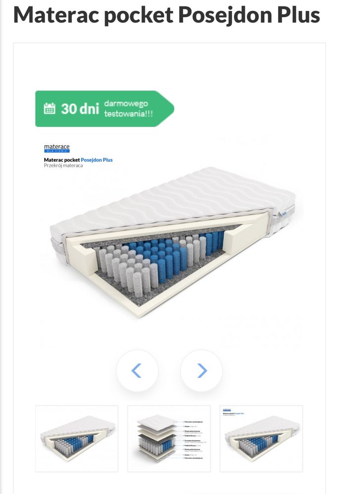 2 x Łóżko sosnowe z pojemnikiem - kolor - bielone. Materac posejdon