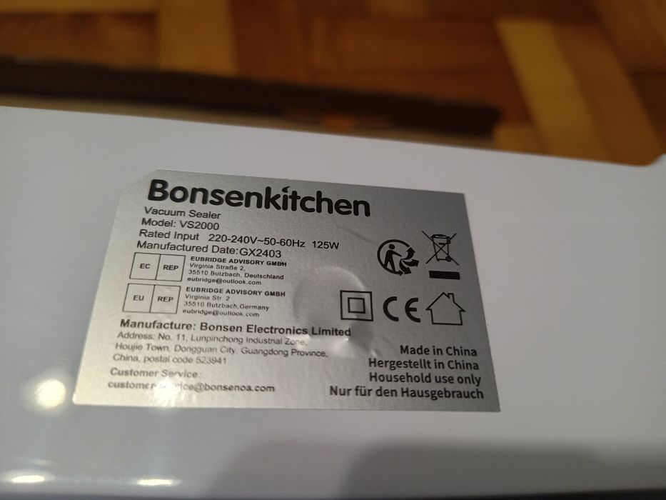 Zgrzewarka do żywności Bonsenkitchen 2000 biała