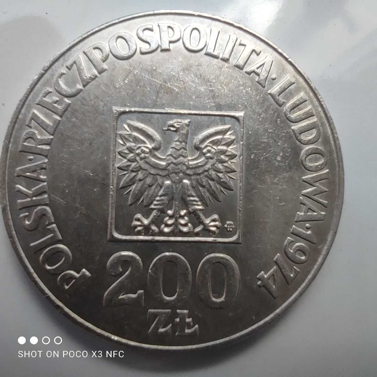 Moneta srebrna 200 zł Mapka 1974 srebro Ag Polska