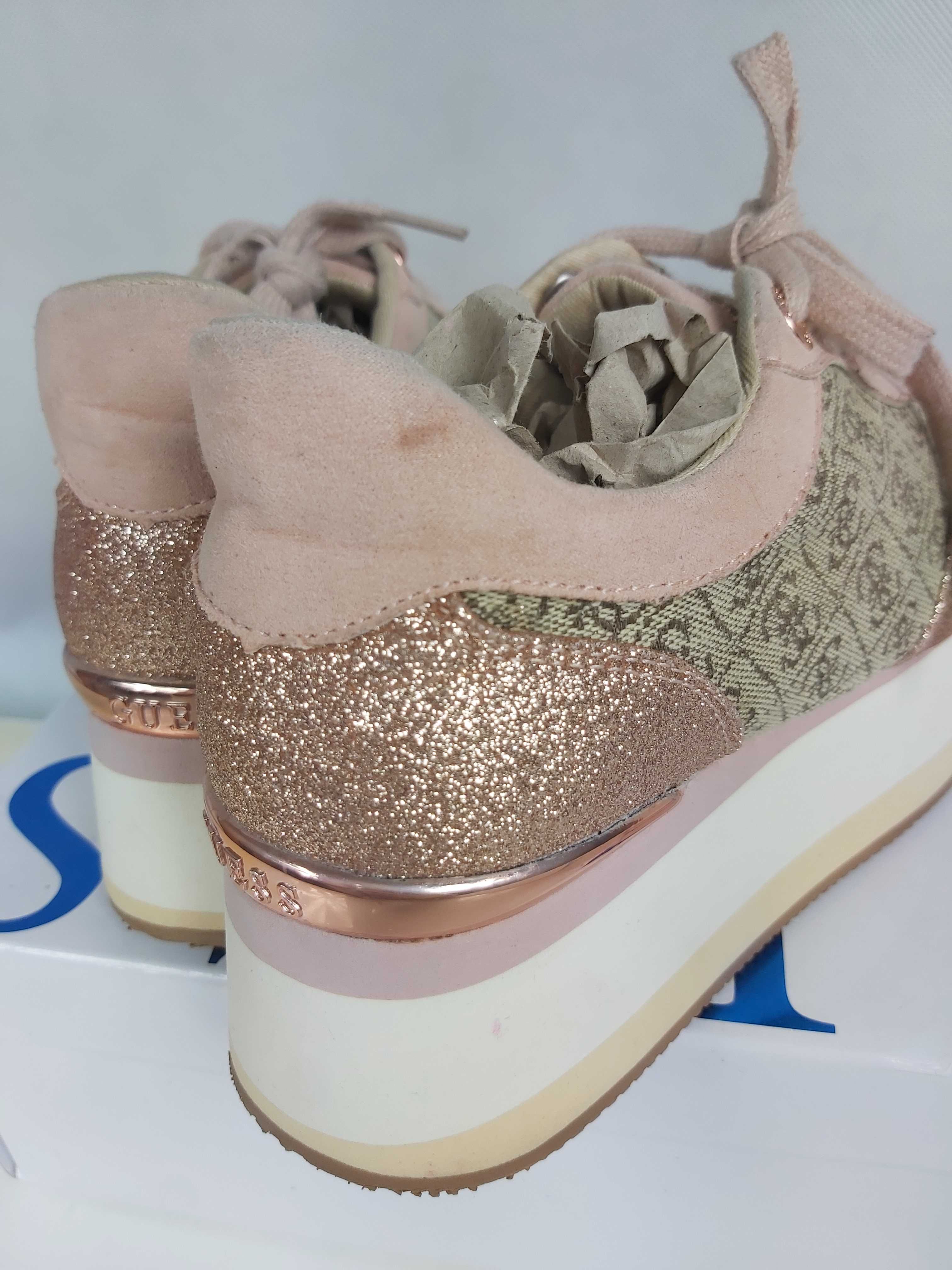 Używane sneakersy GUESS platforma różowe 37 trampki