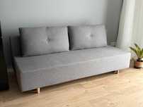 Szara sofa 200 cm z pojemnikiem na pościel, rozkładana