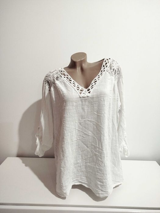 котонова легка блузка сорочка з мереживом 54 р.