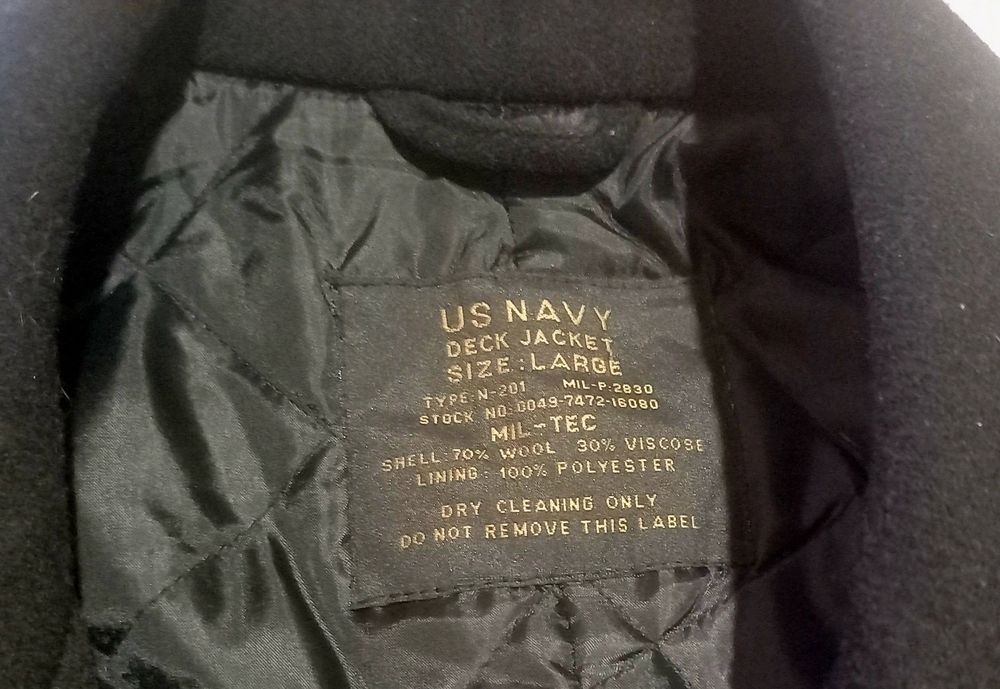 Пальто-бушлат ВМФ США US NAVY (MIL-TEC), шерсть, размер L, оригинал