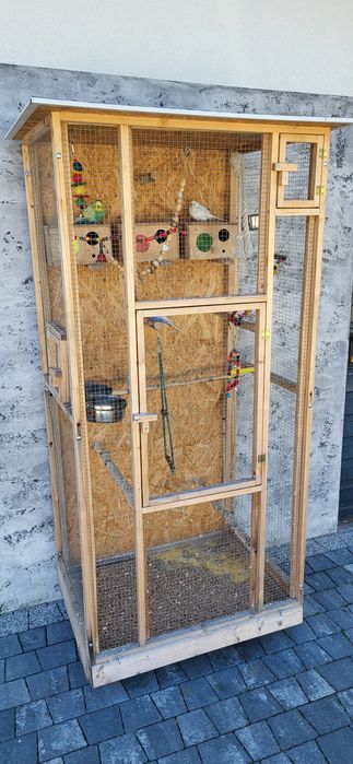 Woliera klatka + papugi faliste + wyposażenie