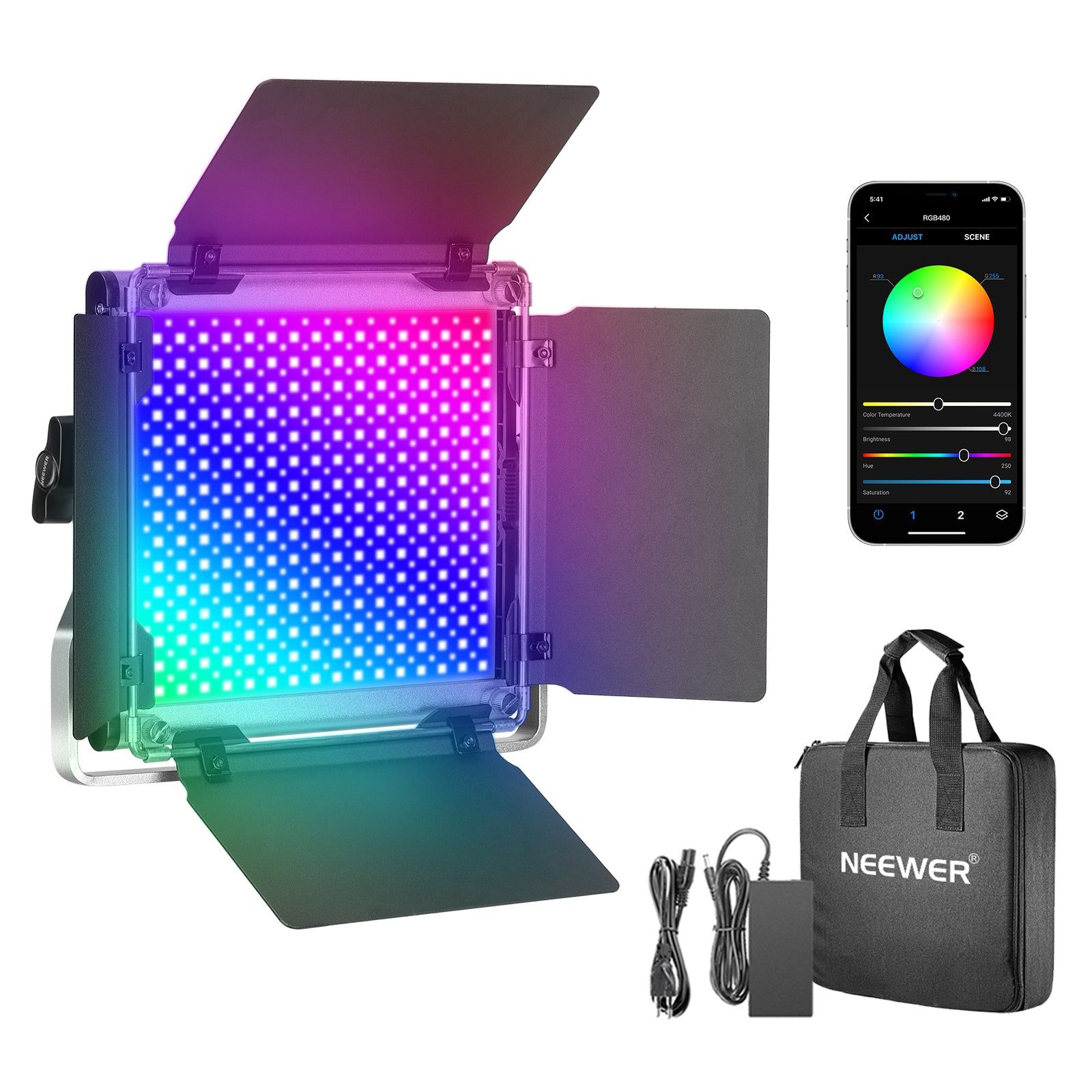 Neewer RGB480 painel de Iluminação LED com APP (bolsa incluída) NOVO
