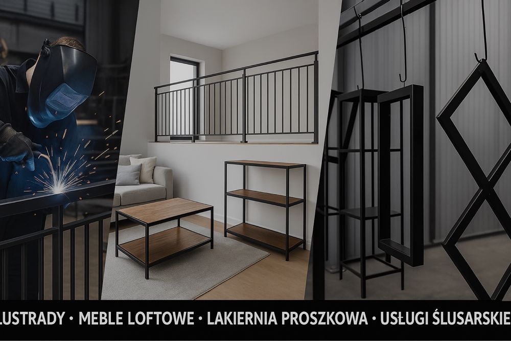 Balustrady meble loftowe uslugi ślusarskie malowanie proszkowe