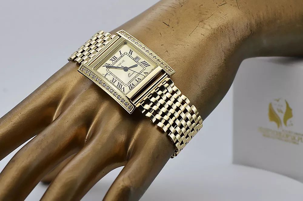 Złoty zegarek 14k Damski Geneve kwadratowy mw010ydg&mbw008y-f Poznań