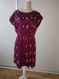 Sukienka Mystify 42/44 burgund z kieszeniami w piórka jesienna letnia