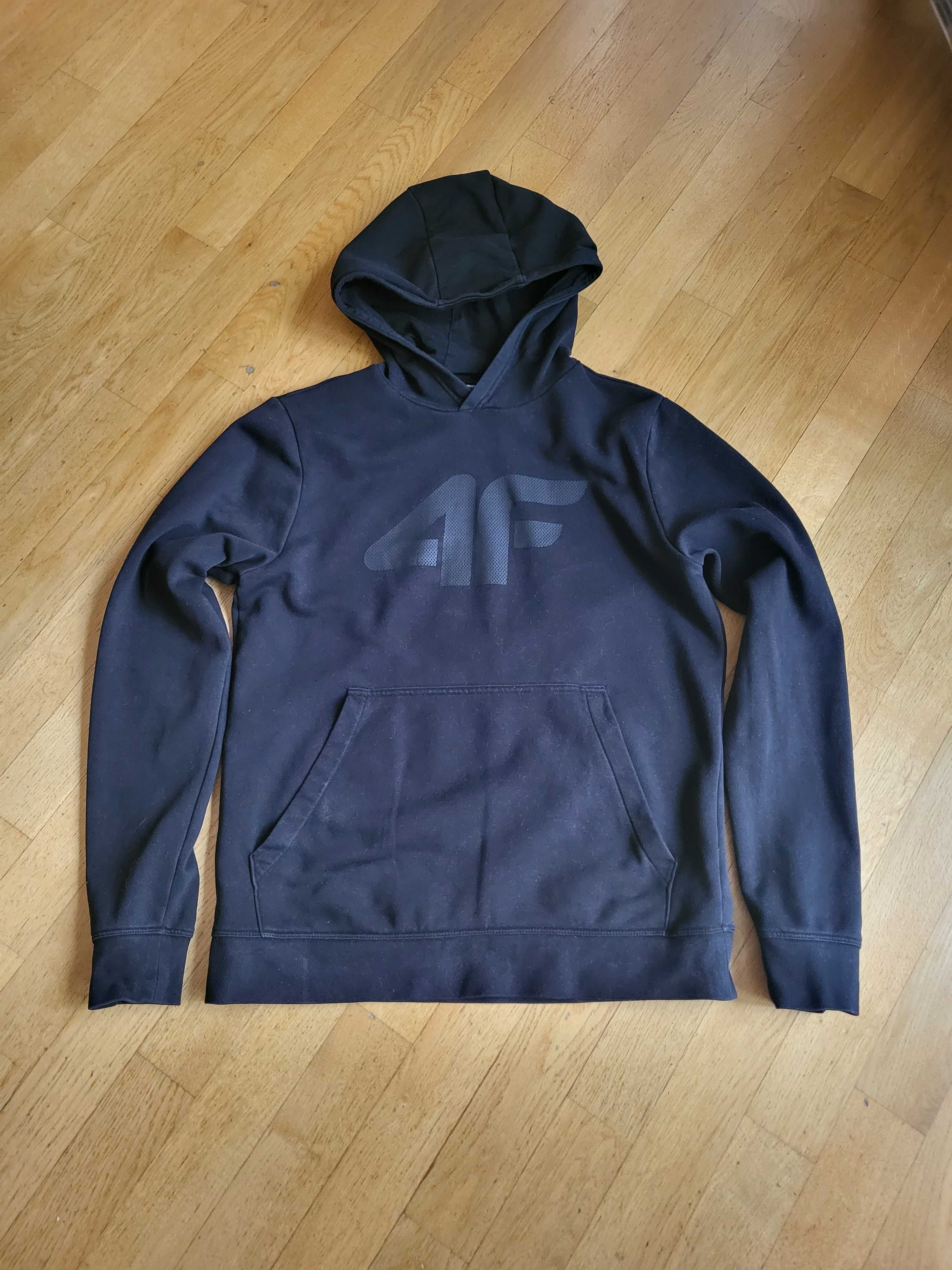 4F Bluza męska, czarna, kangurka, z kapturem, rozmiar M