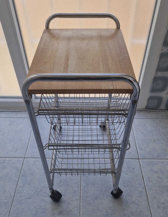 Carrinho de suporte doméstico com rodas, 3 gavetas