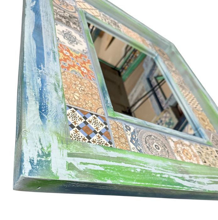 Lustro drewniane w stylu marokańskim 75x90