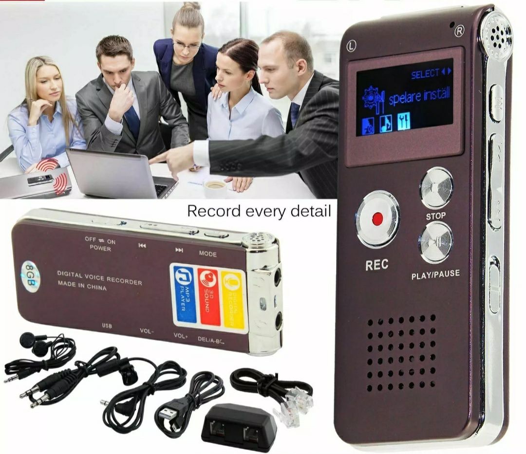 Voice Recorder Profissional com memória interna 8Gigas Incluí bateria