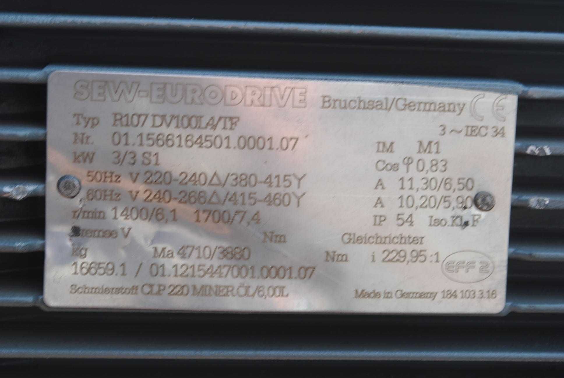 Motoreduktor 3kw. 6,1obr./min.. Firmy SEW.