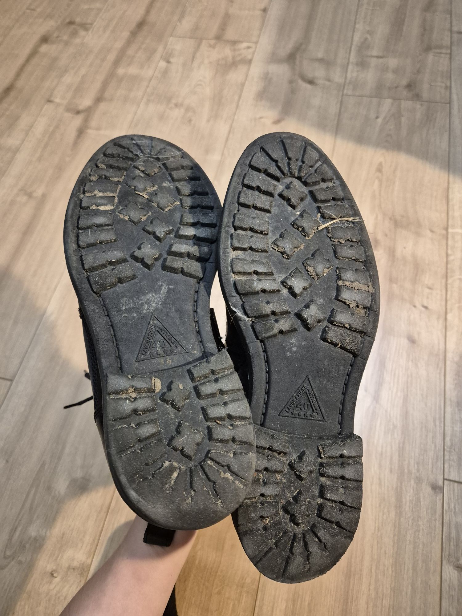 Glany trapery męskie skórzane czarne buty sztyblety