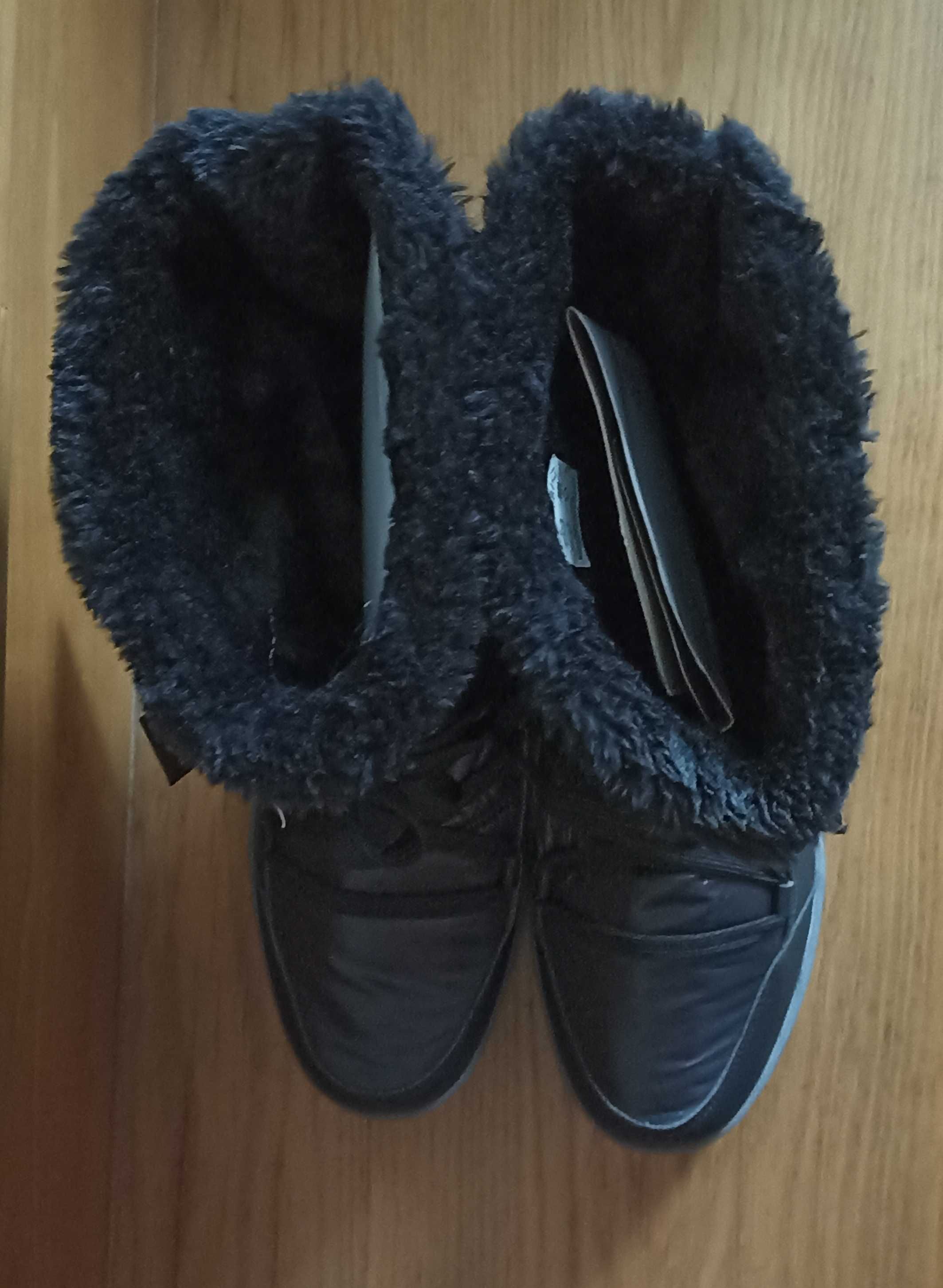 Kozaki, śniegowce damskie, buty ocieplane czarne 39