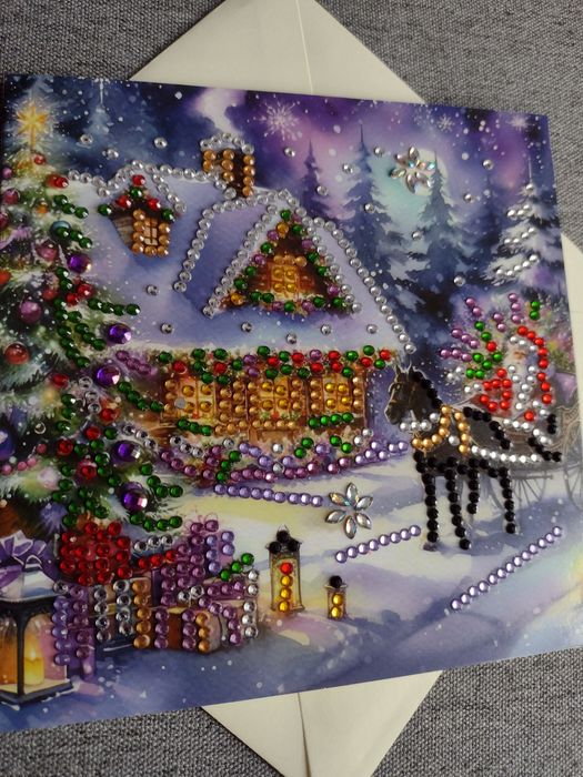 Diamond painting -kartka świąteczna